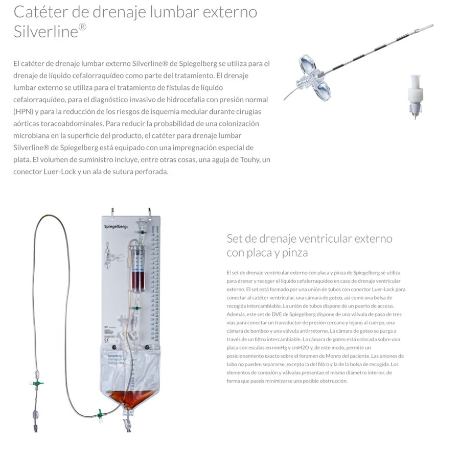 Set de catéter de drenaje lumbar externo Silverline con cámara graduada