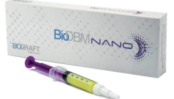 Matriz ósea desmineralizada BIOGRAFT BioDBM Nano en jeringa con su empaque